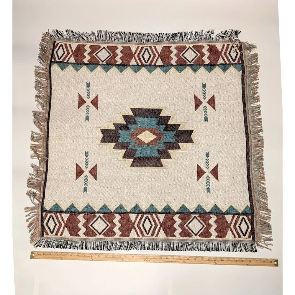 Southwestern Throw Sofa Blanket Tribal Fringed Tapestry Woven Rustic 35